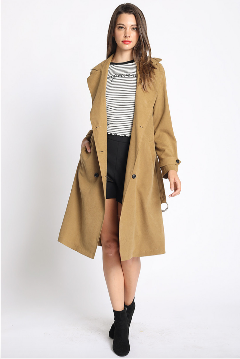 TRENCH COAT WITH BUTTON BACK DETAIL