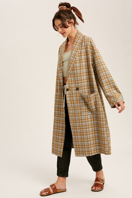 Oversized Plaid Long Coat