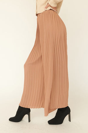 Accordion Pleated Wide-Leg Cropped Pants