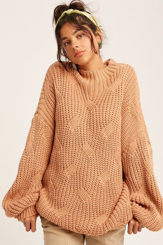 Loose Cable Knit Pullover Sweater