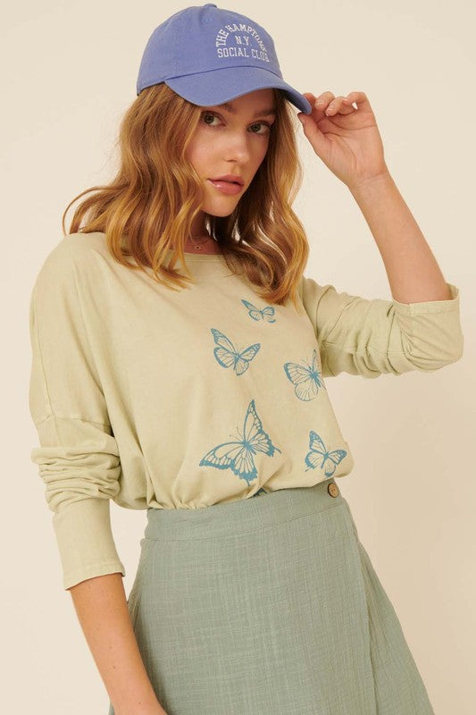 Vintage Style Butterfly Graphic Long Sleeve